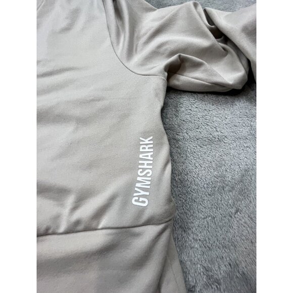 Gymshark Crop Top Womens Medium Ivory Long Sleeve Open Back Thumb Holes Workout - Picture 7 of 8